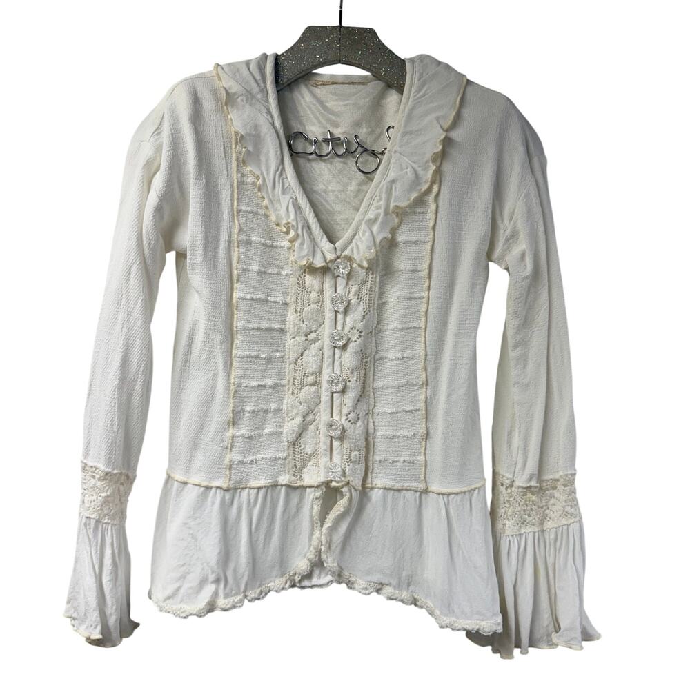 White Button Front Top Blouse Shirt